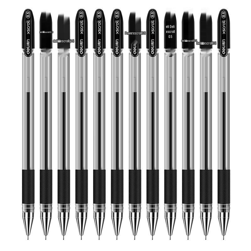 Deli Carbon Fiber Gel Pens: Retractable, Water-Based, Ideal for Students, Business Signatures, Meeting Notes, and Finance.