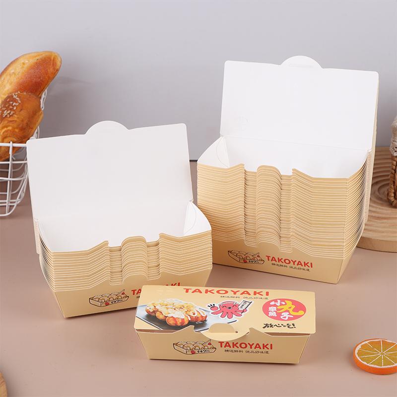50 szt. Pudełko do pakowania kulek ośmiornicy Japońskie jedzenie uliczne Takoyaki Jednorazowe opakowanie na przekąski na wynos Papierowy pojemnik do pakowania Zaopatrzenie na imprezę