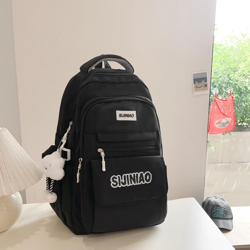 Schoolbag Korean Version Ins Simple Campus Soft Girl Girl Schoolbag Japanese Harajuku Style Large Capacity Solid Color Middle School Student Backpack