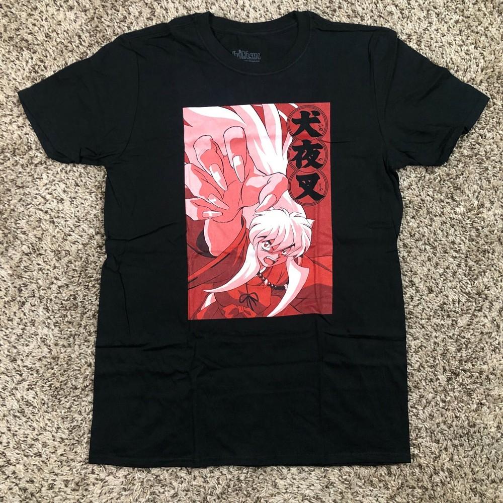 NEW Inuyasha Anime Men Sz M Black Shirt Half-Demon Sword 90s Japanese RARE Unisex T-Shirt