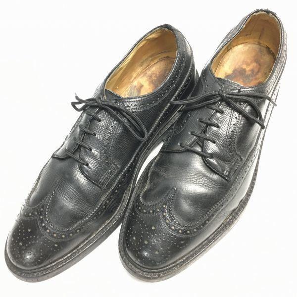 80s Vintage FLORSHEIM Kenmoor Wingtip Business Shoes Black Size Approx. 28.529.5(USED)