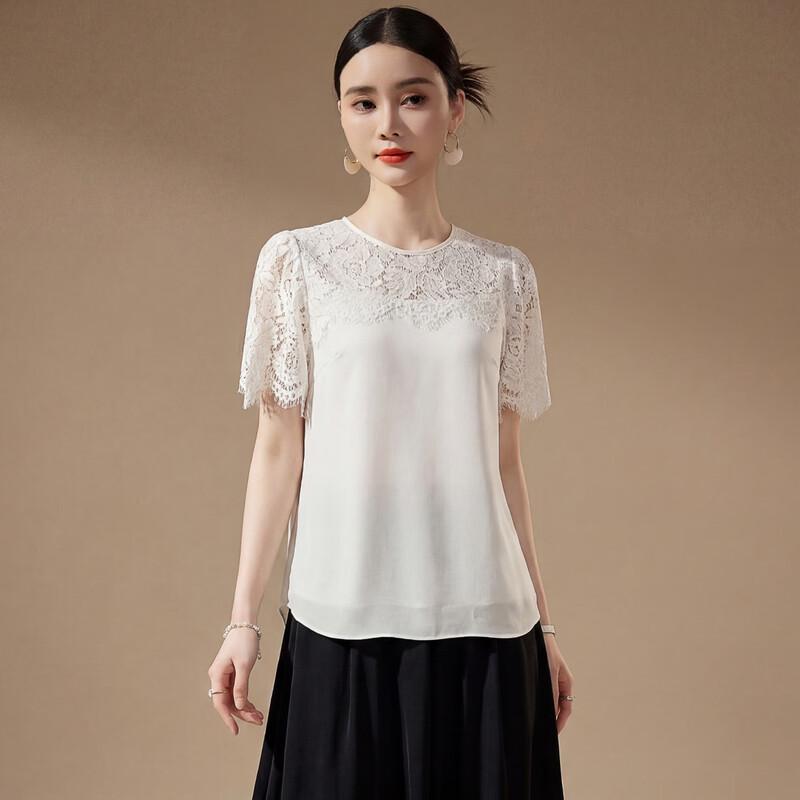 Women s Lace Patchwork Summer Blouse 2XL