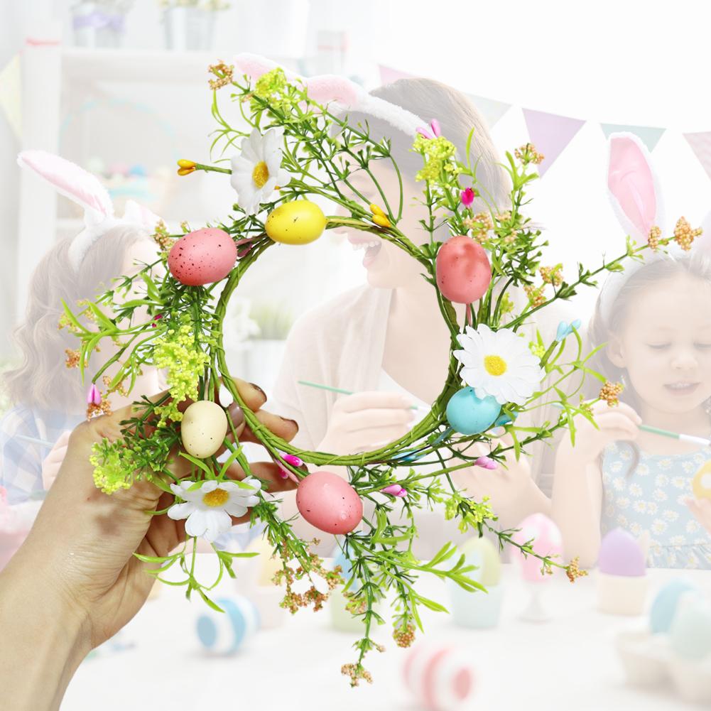 Cute Easter Bunny Wreath Exquisite Rabbit Hole Garland Ornament Home Decoration Artificial Easter Eggs Ornament Garland