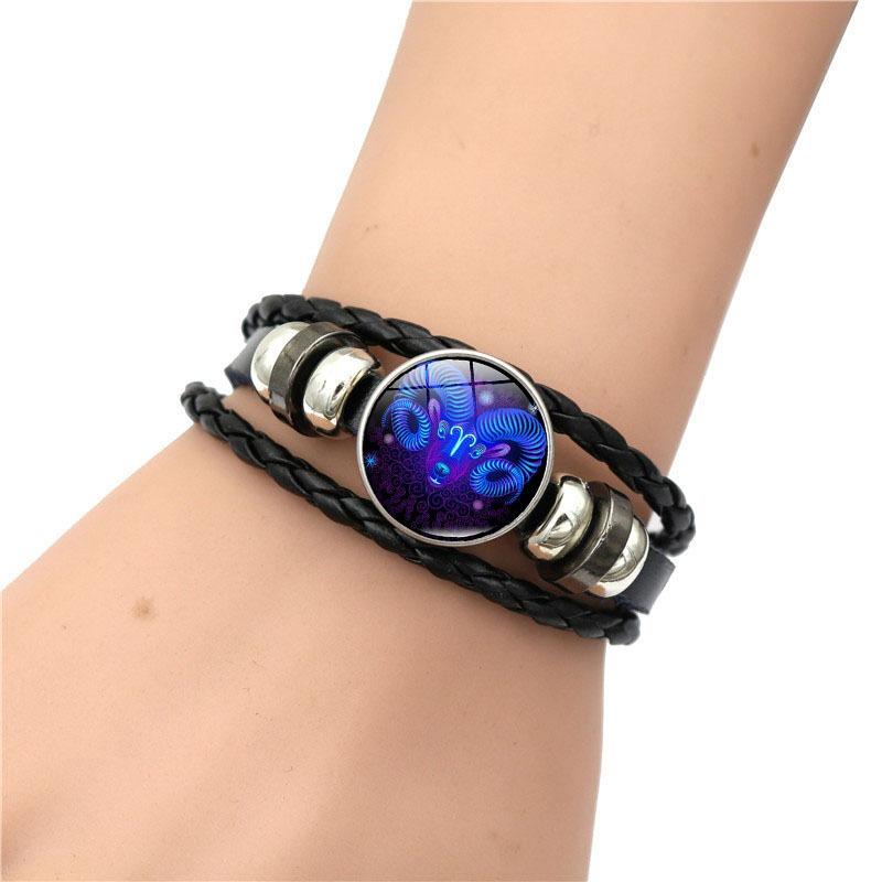12 Constellation Time Gem Bracelet for Men and Women, Birthday Gift Trend Hand-woven Beaded Bracelet Personalized Jewelry