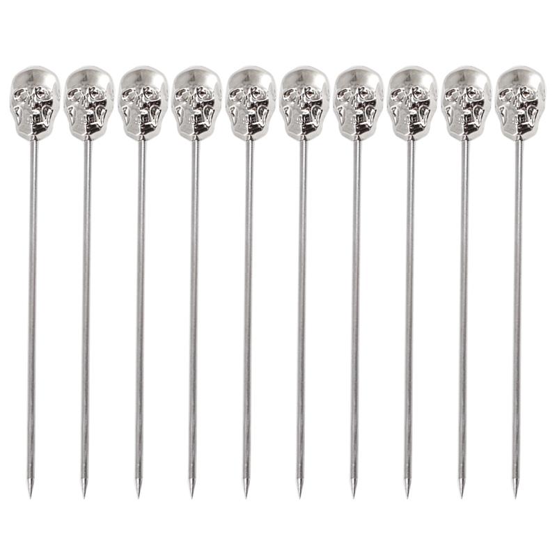 Set of 10 Cocktail Pick Stainless Steel Cocktail Pick Reusable Toothpicks Fruit Toothpick for Olives Appetizers Sandwich