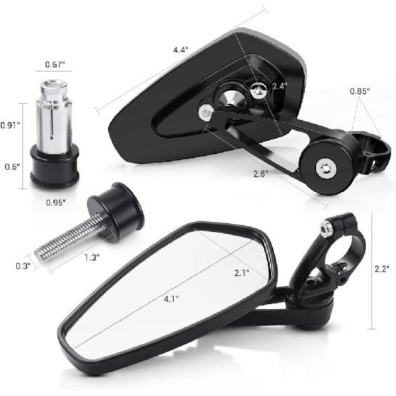 MICTUNING Motorcycle Mirrors - 7/8" (22Mm) Bar End Rear View Mirrors Compatible With Most Honda Grom, Yamaha, Kawasaki, Ducati, Suzuki And More