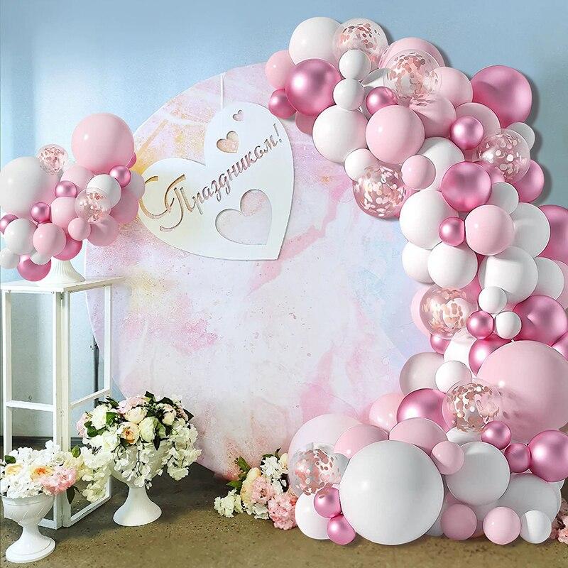 Macaron Pink Balloon Garland Arch Welcome Baby Shower Valentines Day Birthday Party Wedding Decoration Anniversaire Latex