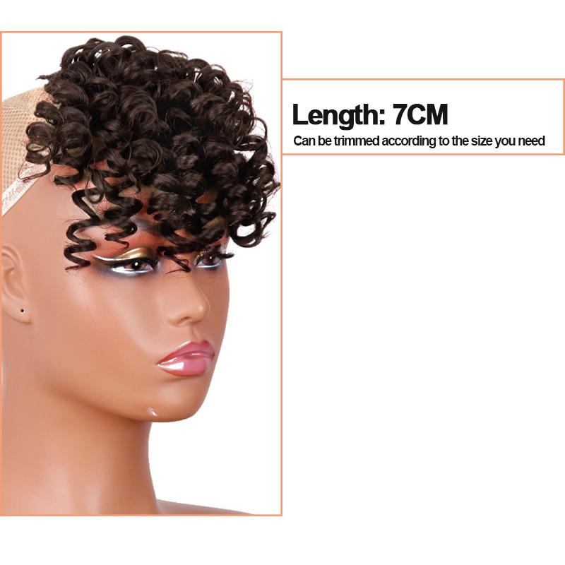 MISS WIG Edge Wig Ladies Synthetic Artificial Short Hairpin Bangs Hair Extension Piece Weird Curly Natural Hair Extension