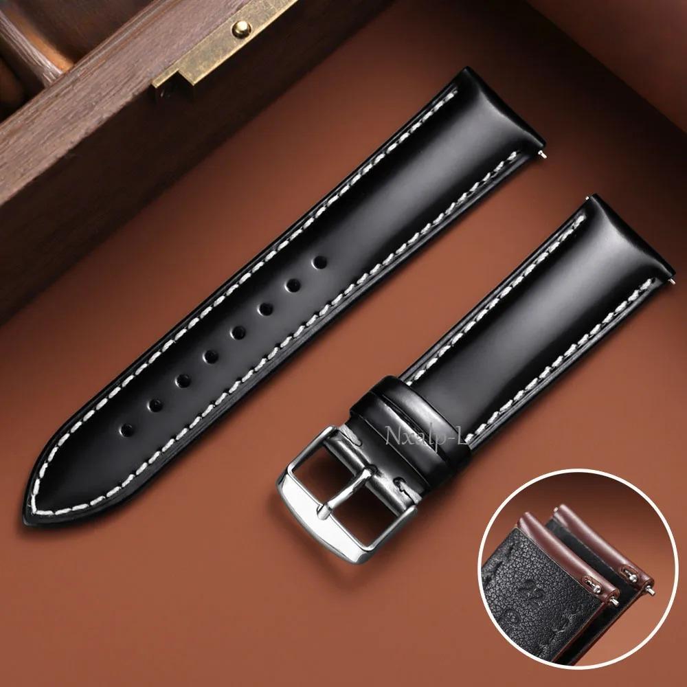 Oiled Leather Strap for Omega for Seiko Watch Band 18mm 19mm 20mm 21mm 22mm Genuine Cowhide Wristband Quick Release Accessories