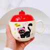 Apple Cat Red Souvenir Set Cartoon Cute Festive Ceramic Cup with Lid Spoon Mug Personalized Hand Cup