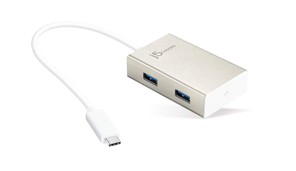 

j5create USB 5Gbps Plug and LED Status Premium Aluminum Slim and Compatible with and and Domestic Support USB-C 4-Port 3.0 Hub, High-Speed Transfer,