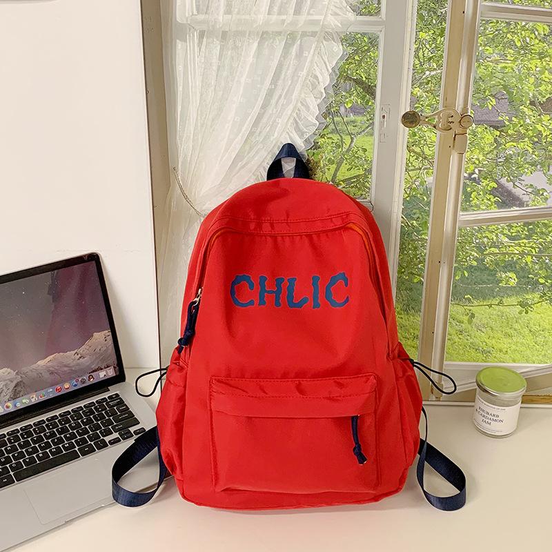 Tide brand schoolbag female junior high school student retro large-capacity leisure junior high school student backpack lightweight computer backpack красный