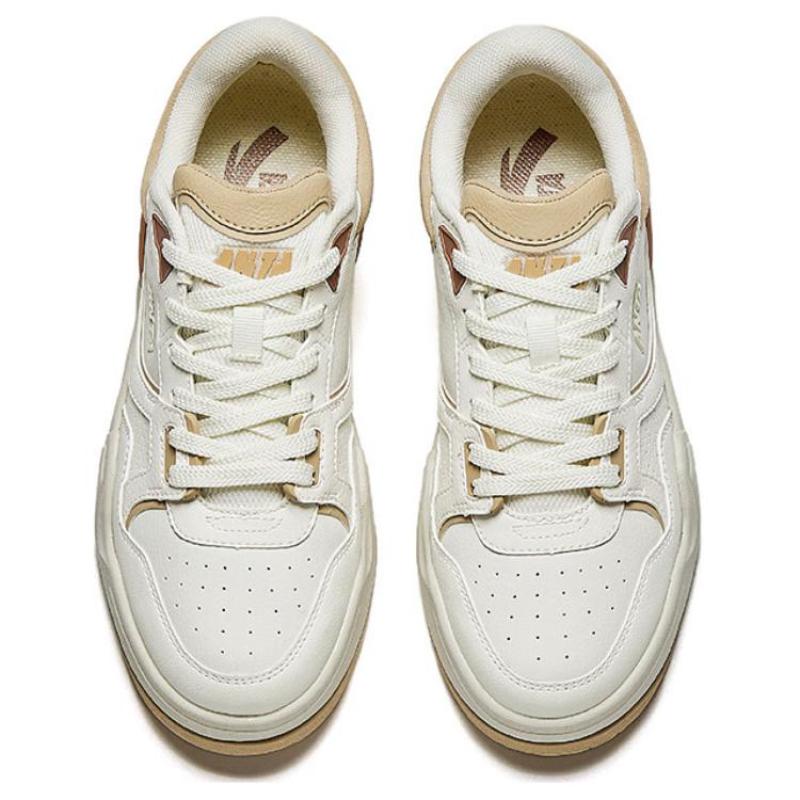 Anta C37 Anti-Slip Wear-Resistant Low-Top Skateboard Shoes Women's White Brown Sneakers 122438024-4