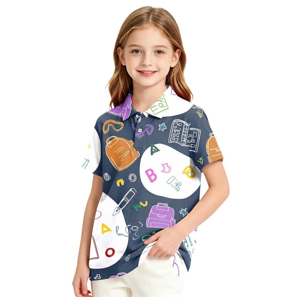 Girls' School Uniform Printed T-Shirt for Back To School Casual Wear