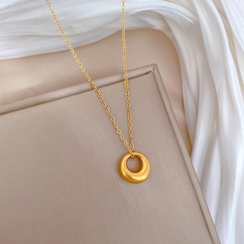 Glatter Ring Kalter Wind Persönlichkeit Minimalistisch Windofen Echte Goldkette Damen Schlüsselbeinkette