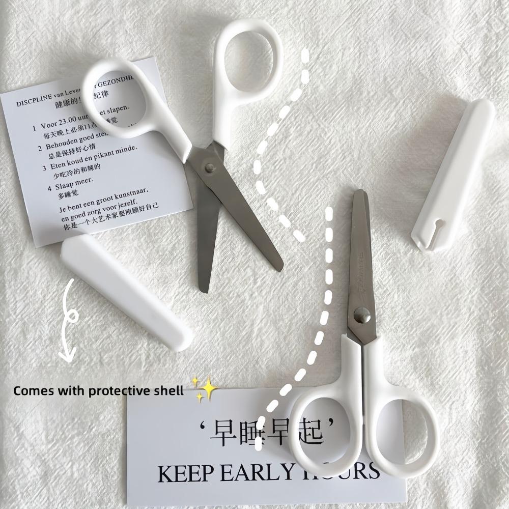 Safety Mini Cartoon Round Head Safety Hand-cut Scissors with Protective Cover Paper Cutters School Stationery for Handmade Paper