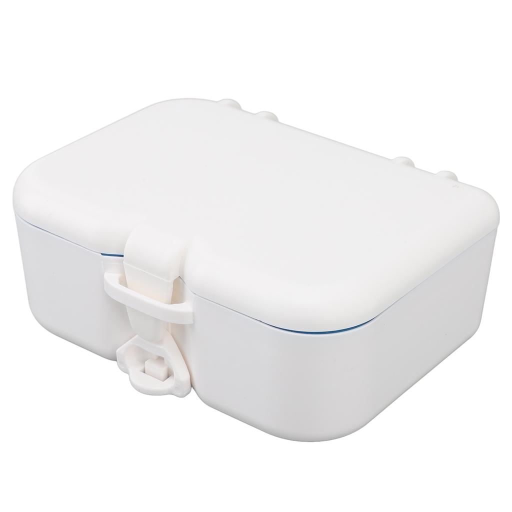 Dentures Storage Box Deep Cleansing Brush Denture Retainer Case with Mirror Unslotted Type