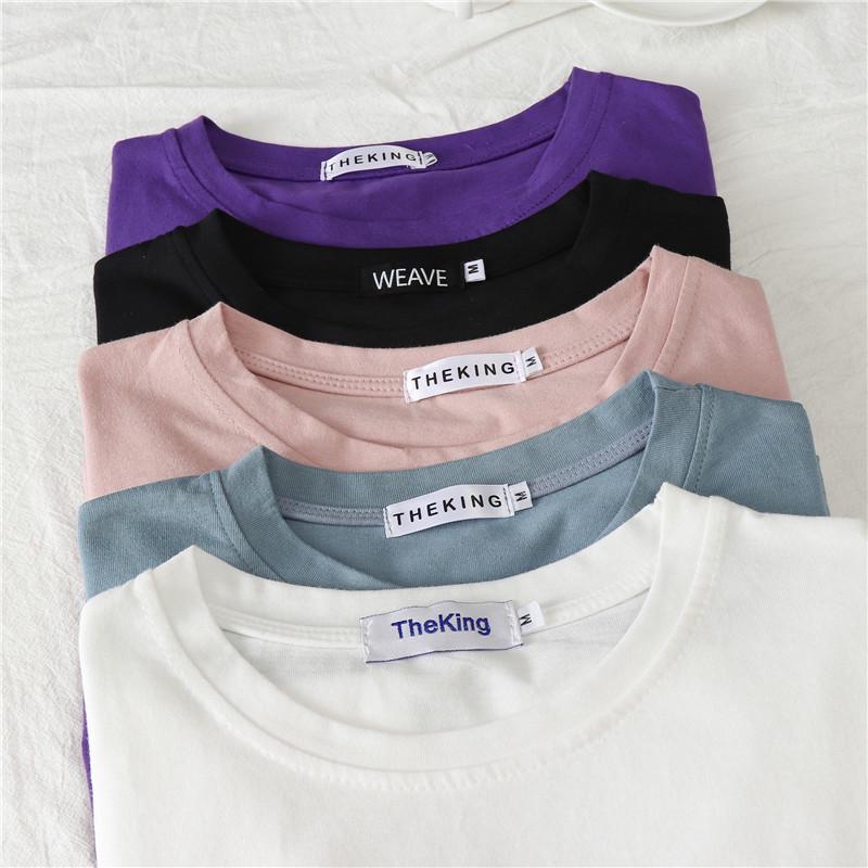 Women's Korean Style Loose Fit Round Neck Summer Tee - Short Sleeve Weather Print