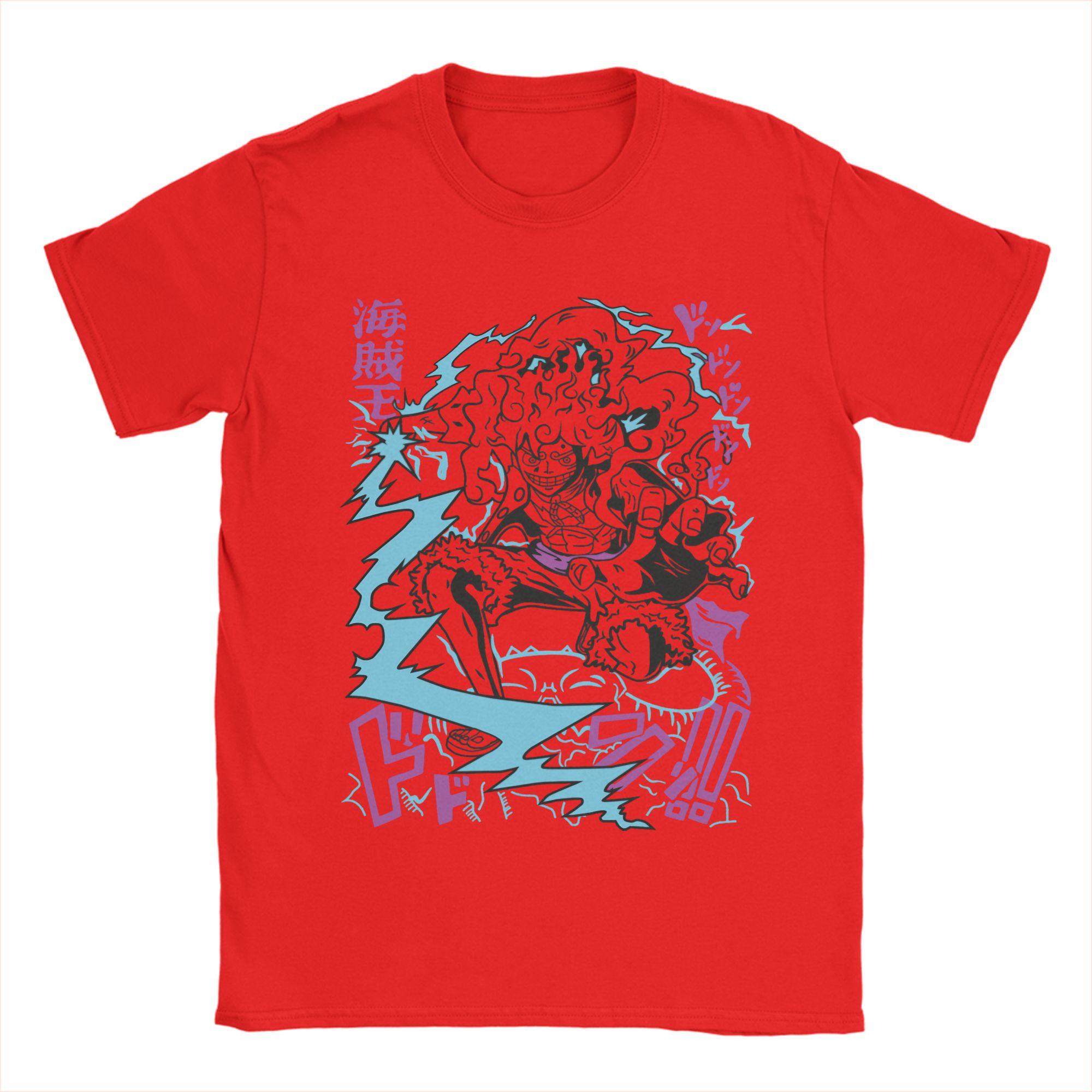 

Casual Ones Pieces Monkey D Luffy Gear Five TShirt for Men O Neck 100 Cotton T Shirt Short Sleeve Tees Gift Idea Clothes S