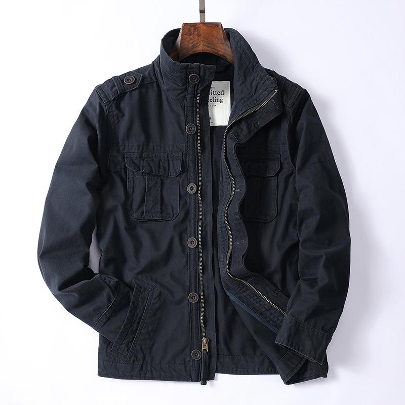 Pánská bunda Pánská džínovina Retro Cargo bundy Outdoor Multi Kapsy Topy Field Ležérní Móda Turistické Kabáty Uniforma