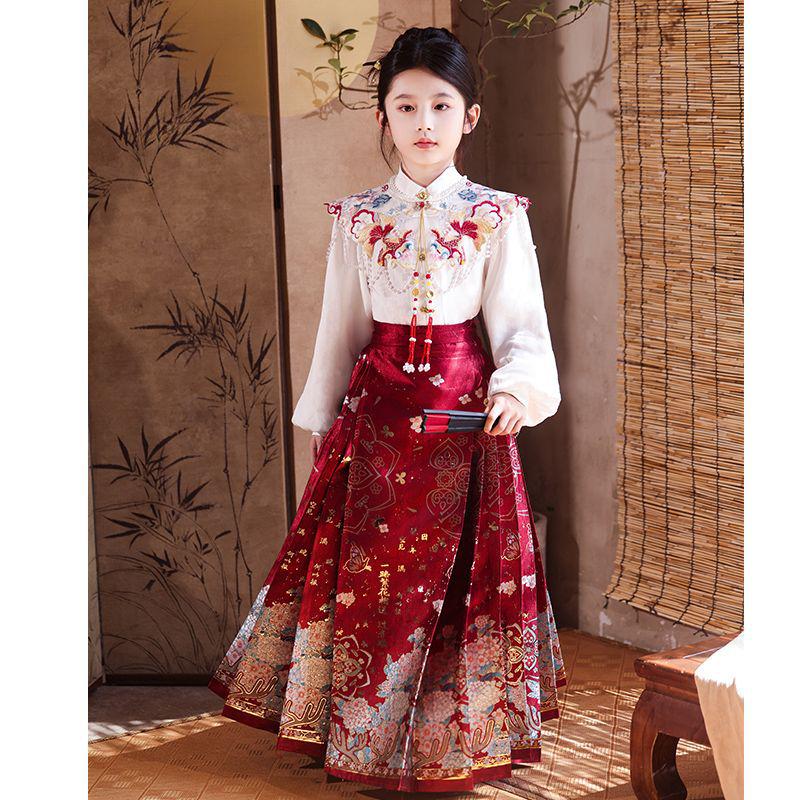 2025 Spring & Autumn Girls' Hanfu Skirt Set: Chinese Tang Style