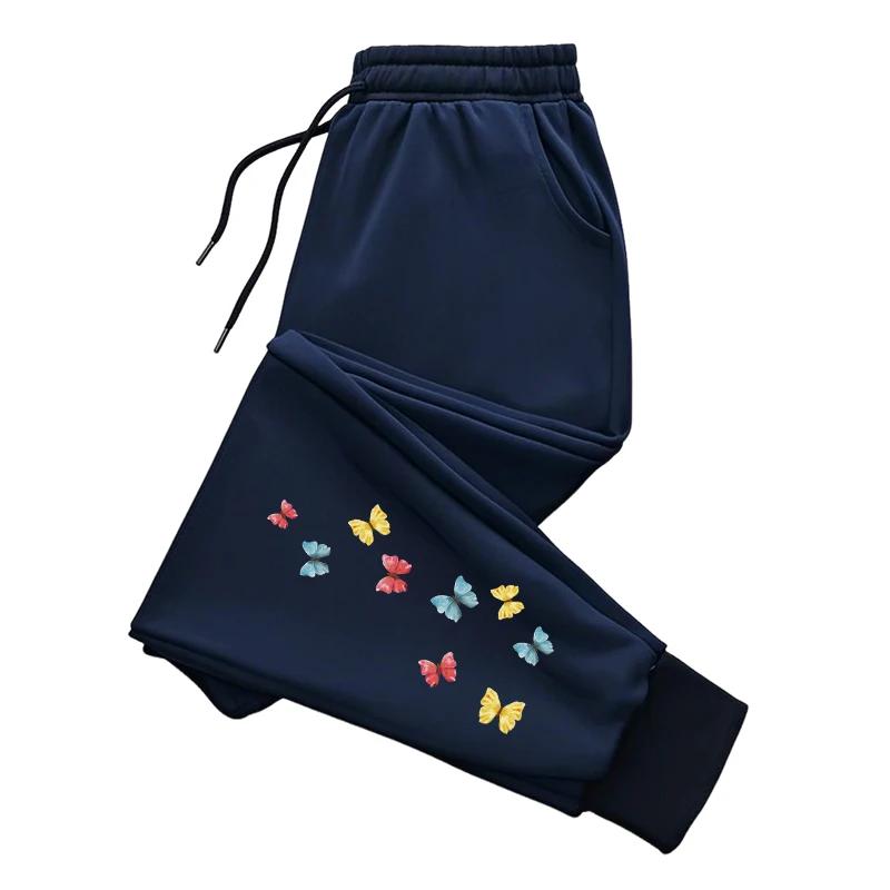 Cute Butterfly Print Sweatpants Woman Four Season Daily Casual Sporty Jogger Pants Home Outdoor Comfort Breathable Trousers