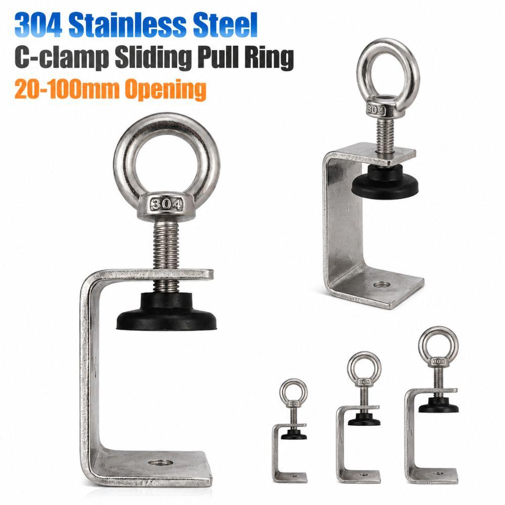 1pc 304 Stainless Steel Square Clamp Adjustable Fixed Holder Clip C-clamp Hardware Fasteners