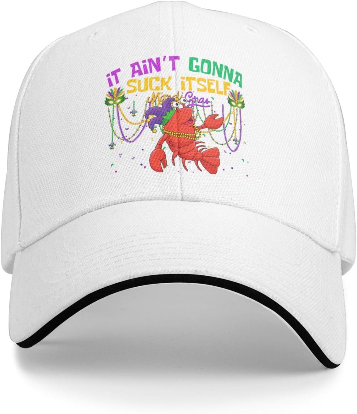 It Aint Gonna Suck Itself Crawfish Baseball Cap Funny Mardi Gras Print Adjustable Casual Hat for Adults One Size