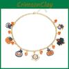 Halloween Ghost Pendant Collar Necklace With Pumpkin Pendant Decor For Women And Men