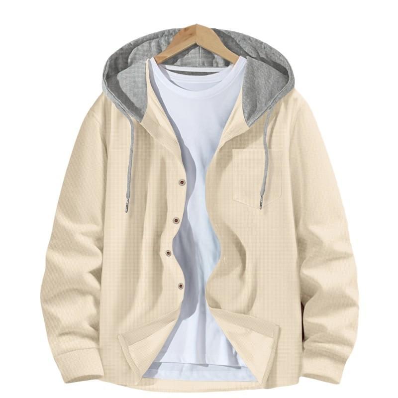 

Мужская повседневная куртка на осень и зиму, вафельный худи с капюшоном 3XL