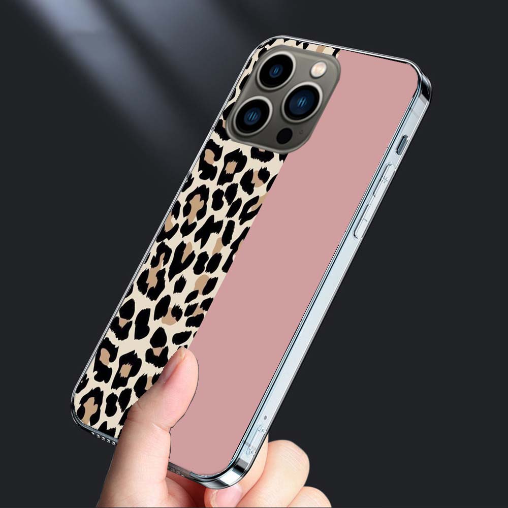 Leopard Print Pink Phone Case For Iphone 16E 15 Pro 14 Plus 17E 16 17 Pro Max Air 11 12 13 Mini Shockproof Capa Cute Cover TP