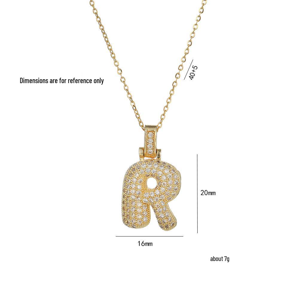 Women's European & American Style Copper Zircon Initial Necklace - Fashionable Clavicle Chain