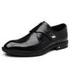 Men's Genuine Leather Dress Shoes First Layer Cowhide Pointed Toe One-Step Slip-On Velcro Closure Trendy Casual Loafers