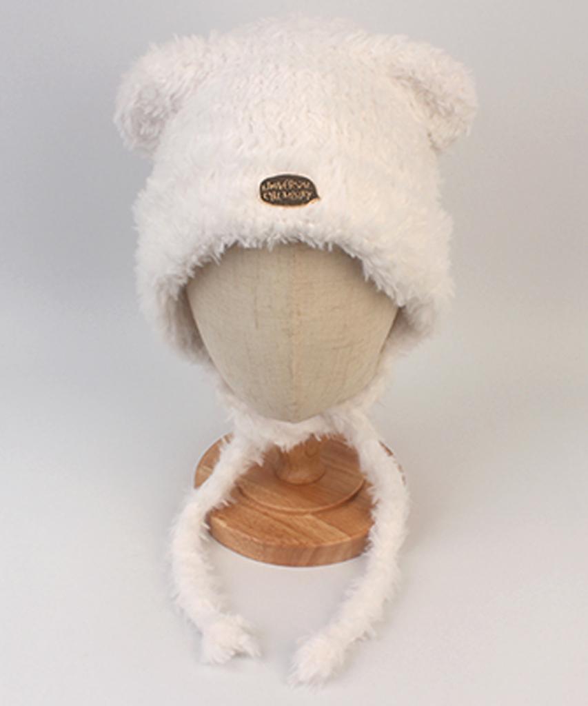 Yunibeosyeolkemiseuteuli Bear Fur White Bonnet Hat