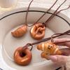 Multipurpose Artistics Bread Charm Necklace Featuring Wreath Bagel and Smiling Pretzel Miniatures Fashion Accessory