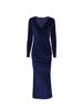 Women's long-sleeved V-neck slim and elegant fishtail evening dress