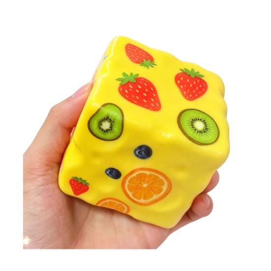 Cube Slow Rising Squeeze Toy, Maltose Texture Stress Relief Fidget, Soft Chewy Sensory Desk Decor with Gradient Tie-Dye, Portable Anxiety Relief Toy