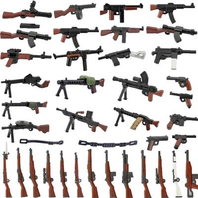 5 CM WWII Blocs de Construction Militaires Figurines de Soldats Américains Allemands Soviétiques Armes Accessoires Pistolets Sniper Ceinture Mini Briques MOC