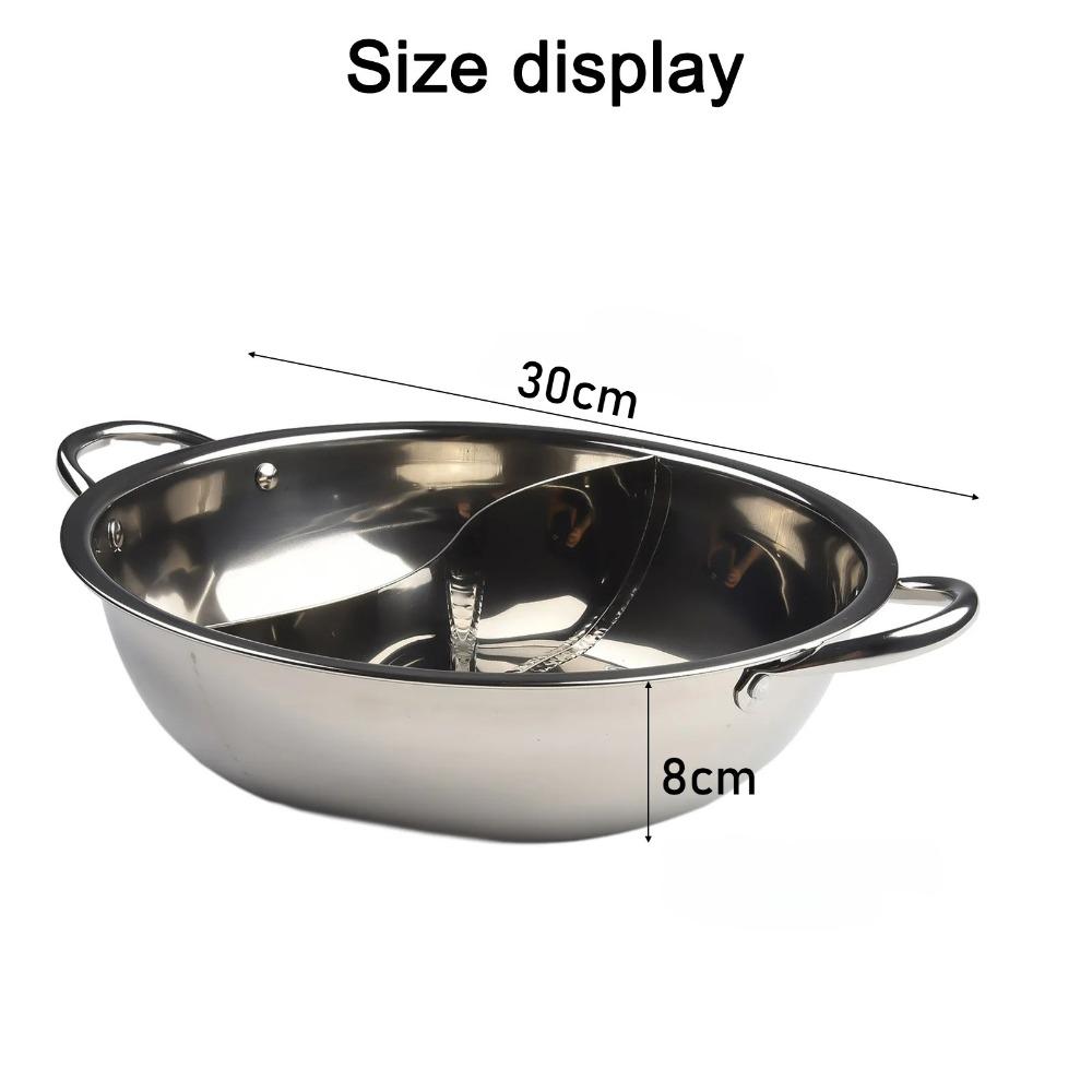 Stainless Steel Twin Divided Double Pot Hotpot Household Thick Hot Pot Basin Chinese Hot Pot Kitchen Soup Cooking Pot 30cm