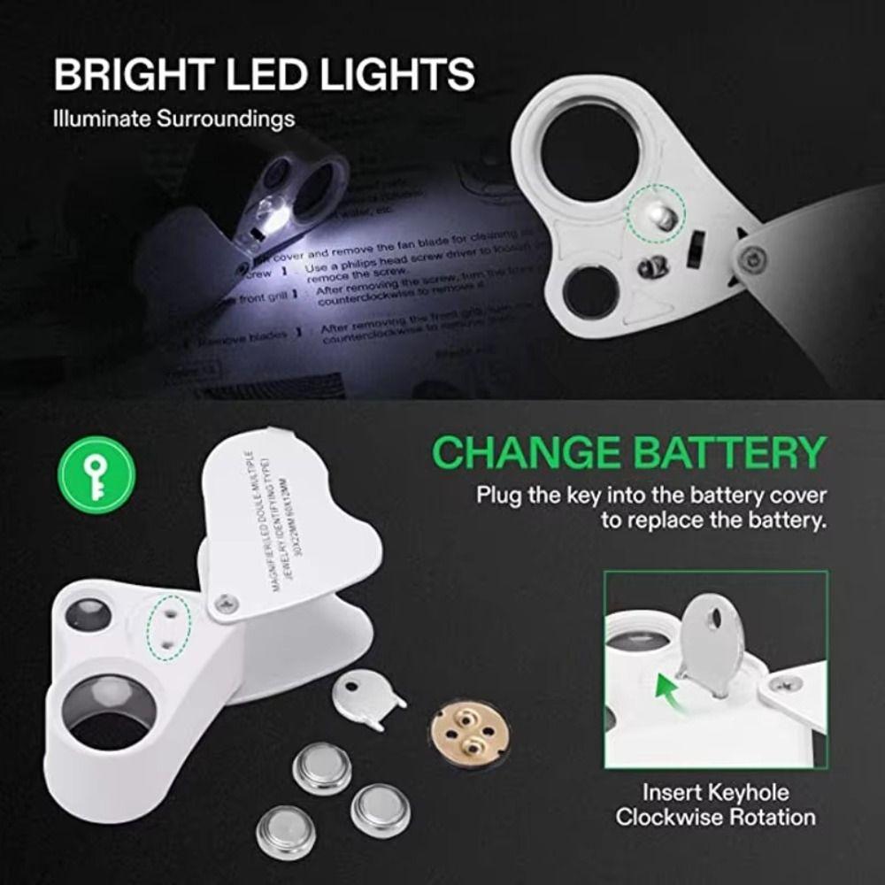 Adjustable Lighting Foldable Jewelry Magnifier Handheld Magnifier  for Jewelry Inspection