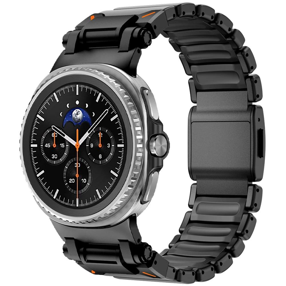 Luxury Titanium+Silicone Strap for Samsung Galaxy Watch 8 Classic 46mm 8 44/40mm Metal Men Band for Galaxy Watch Ultra 2025 47mm