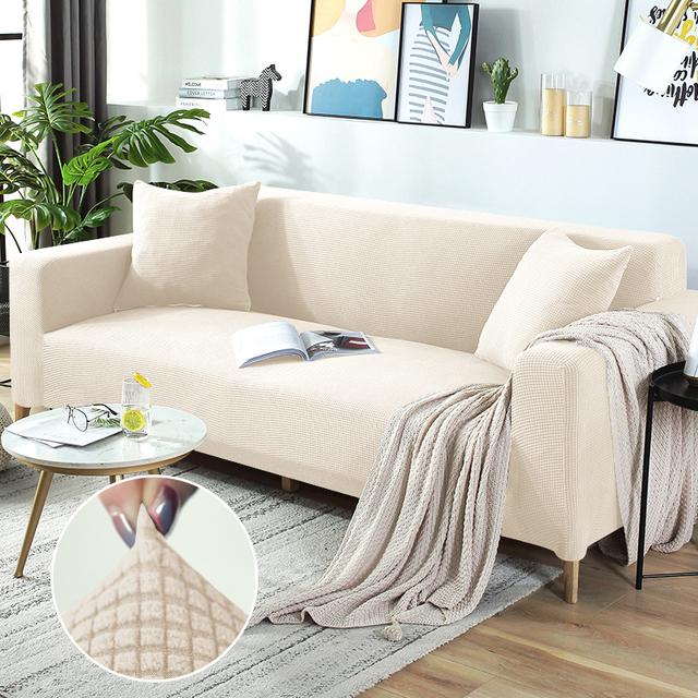 Sitzbezug aus Polarfleece, einfarbig, für Wohnzimmer, elastischer Sofabezug, Eckcouchbezug, Schonbezug, Sofaschutz
