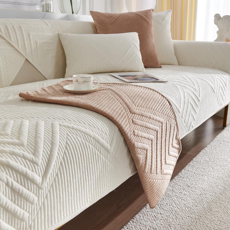 Sofa Cushion Four Seasons Universal Non-Slip Sofa Cover Short Plush Leather Cushion Cover Cloth Cover Modern Simple Thickened