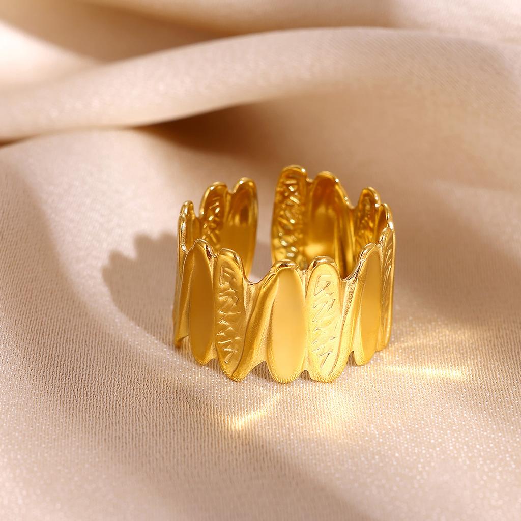 Broad Surface Rings For Women Open Gold Color Stainless Steel Ring New Geometric Butterfly Sun Anillos Party Best Jewelry Gift