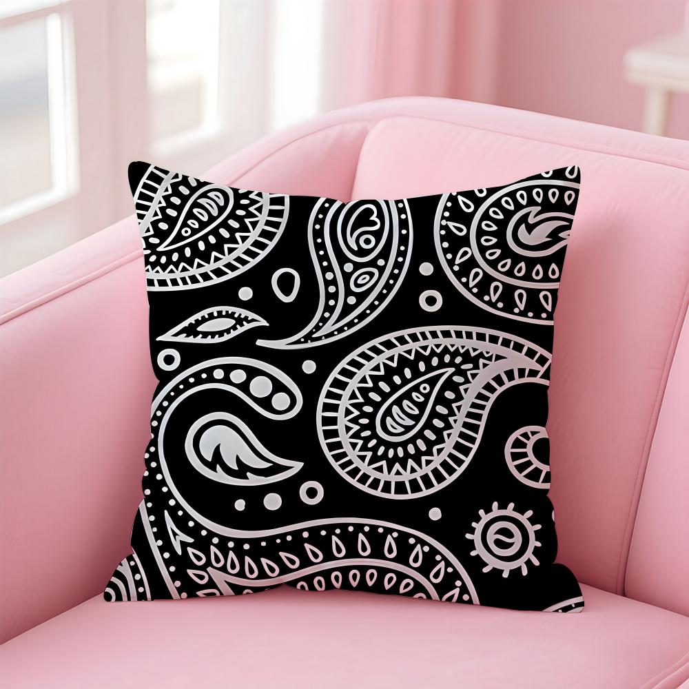 Classic Luxury Paisley Walnut Flower Pattern Cushion Cover Pillowcase Short Plush Invisible Zipper Room Sofa Cushion Cover