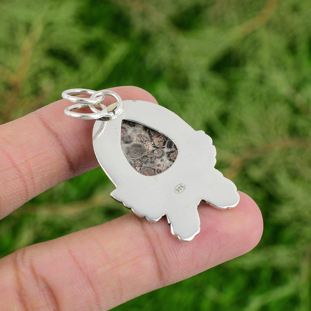 Daughters Day Deal Sterling Silver Ocean Jasper Stone New Art Deco Wife Pendant