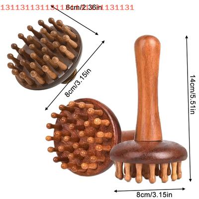 Masážní přístroj na meridiány břicha, nohou a těla, dřevěný hřeben pro relaxaci, santalové dřevo, masážní nástroj Gua Sha, kartáčová hlava pro krk a ramena