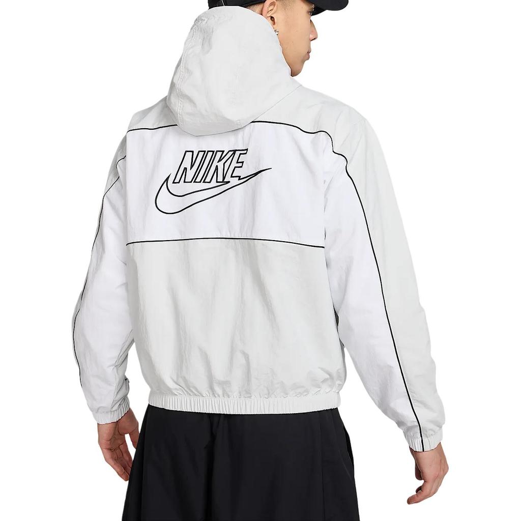 Nike Club Casual Lightweight Loose Fit Hooded Jacket Men Jackets Photon-Grey White HJ2013025