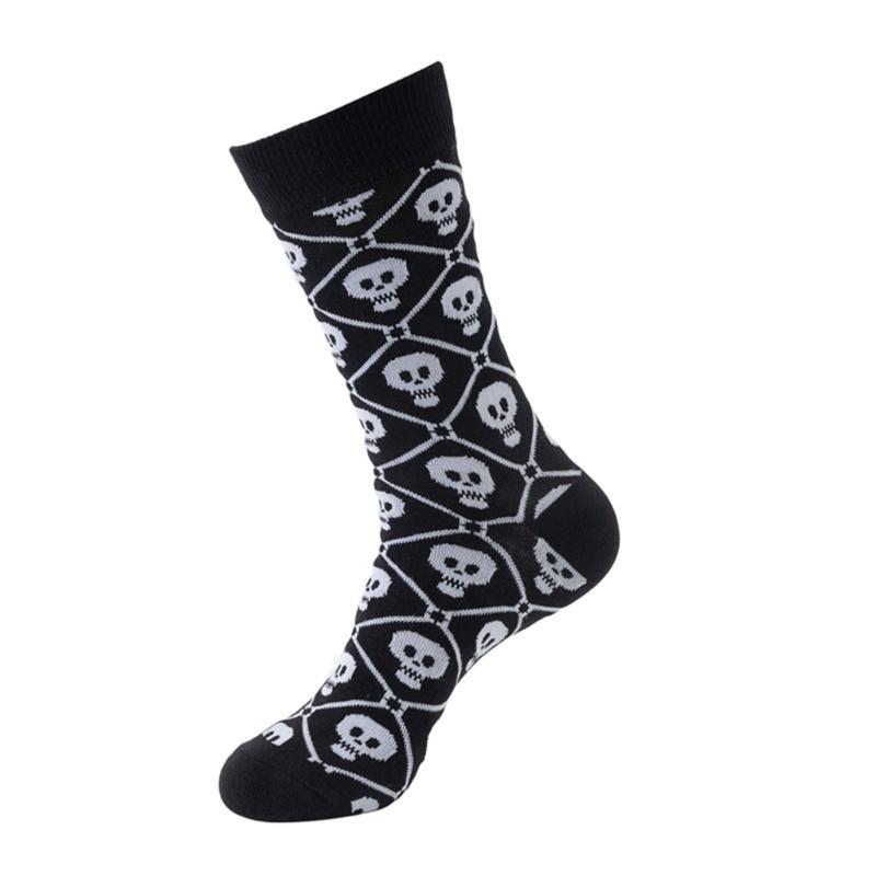 Men's Funny Skull Crew Socks Cartoon Alien Design Cotton Casual Socks Halloween Sock for Hip Hop Parties