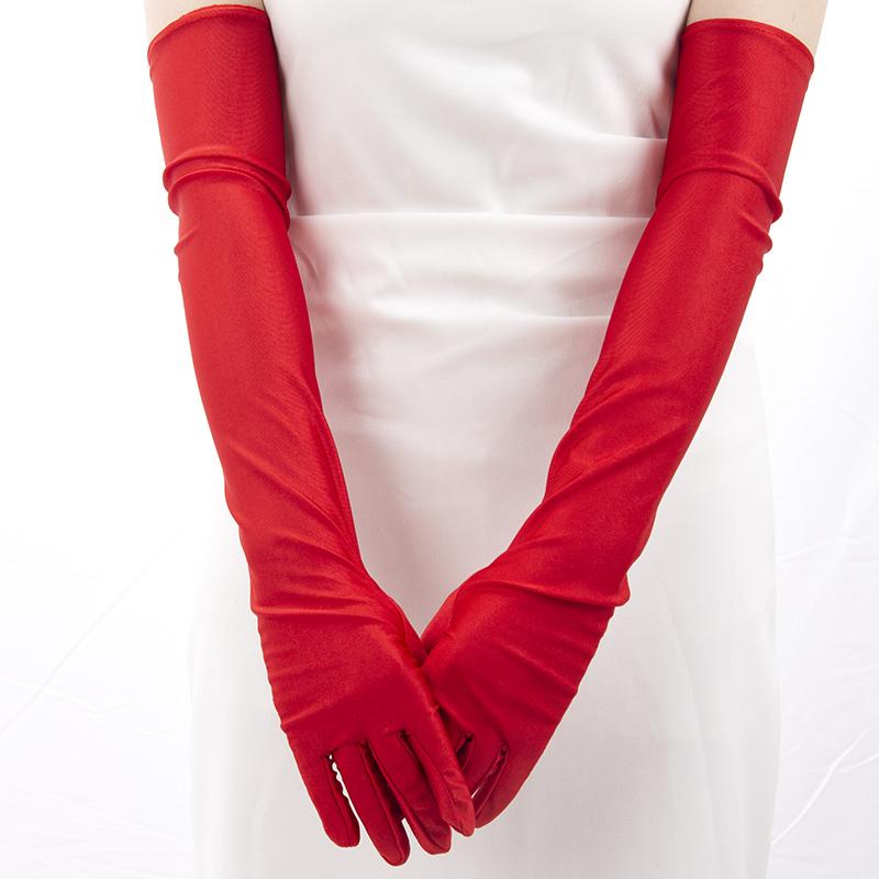 1 Paar Sexy Handschuhe Klassische Damen Schwarz Abendparty Abschlussballhandschuhe Oper Stretch Satin Lange Fäustlinge Fahrhandschuhe Sonnenschutzärmel